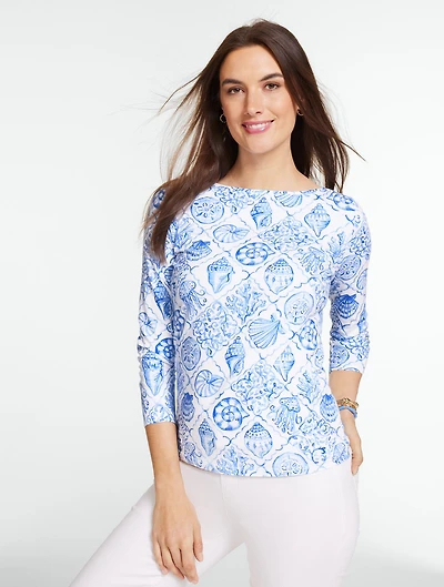 Bateau Neck Tee - Seashell Tiles