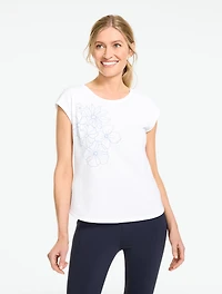 Supersoft Jersey Short Sleeve Cross Back Tee - Floral