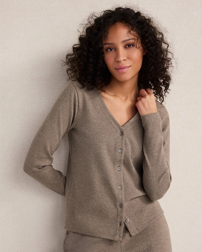 Organic Cotton Rib Knit Cardigan