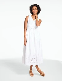 Dot Eyelet Fit & Flare Midi Dress