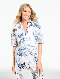 Aqua Club Voile Popover Shirt Cover-Up - Seascape