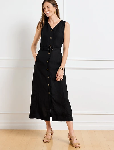 Sleeveless Linen Shirtdress