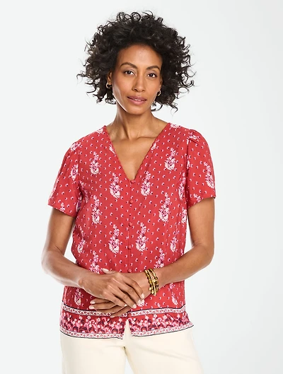 Embroidered V-Neck Top - Floral Dream