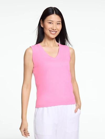 Draped V-Neck Ribbed Tank