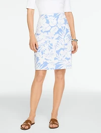 Seersucker A-Line Skirt - Tropical Hibiscus