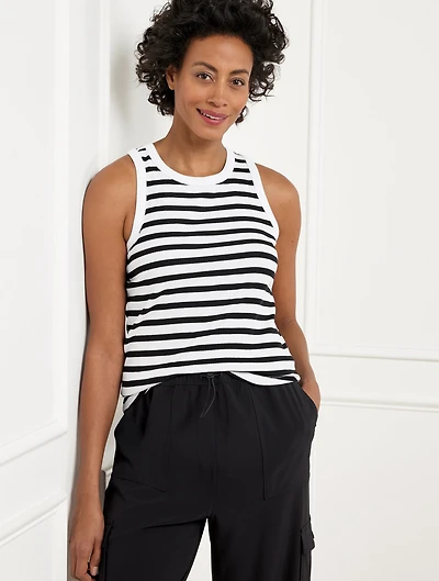 Ribbed Racerback Tank - Robin Stripe