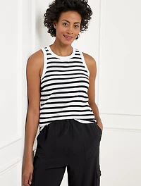 Ribbed Racerback Tank - Robin Stripe