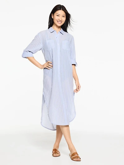 Aqua Club Long Shirt Cover-Up - Stripe