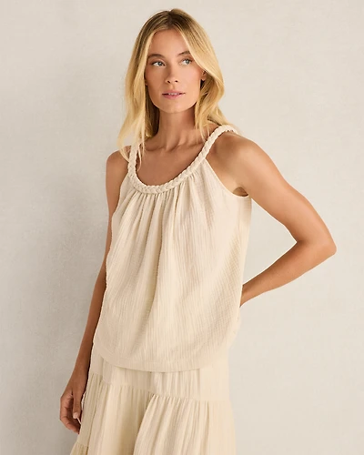 Organic Cotton Gauze Braided Top