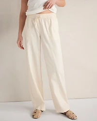 Cotton Ecru Denim Barrel Leg Pants