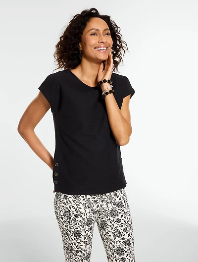 Jacquard Side Button Tee