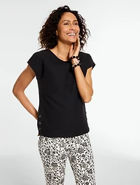 Jacquard Side Button Tee