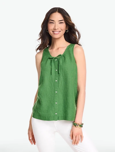Tie Front Linen Shell