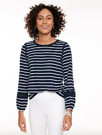Modern Romance Lace Trim Top - Lorelai Stripe