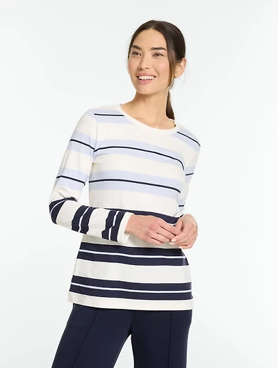Supersoft Jersey Long Sleeve Crewneck Tee - Doncaster Stripe