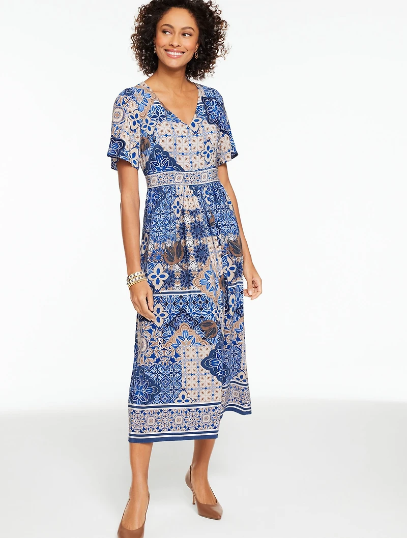 Short Sleeve Fit & Flare Dress - Casablanca