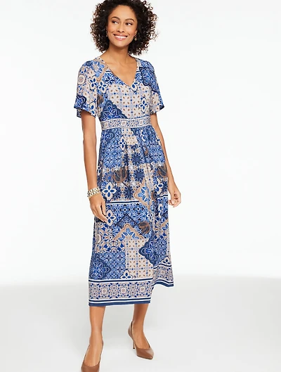 Short Sleeve Fit & Flare Dress - Casablanca