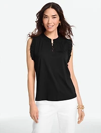 Flutter Sleeve Mixed Media Top