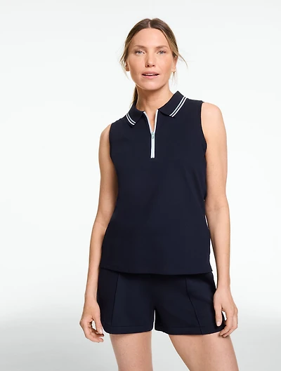 Piqué Half-Zip Sleeveless Polo