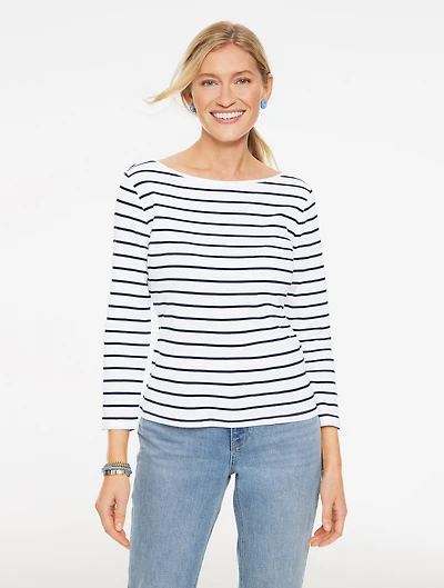 Bateau Neck Tee - Saltair Stripe