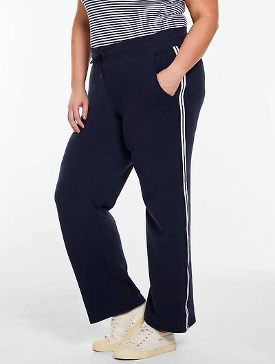 Cozy Fleece Wide Leg Pants - Side Stripe