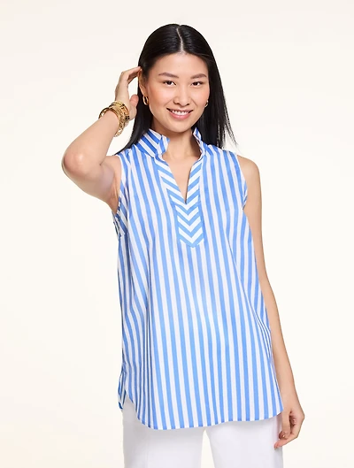 Sleeveless Non-Iron Tunic Popover - Darling Stripe