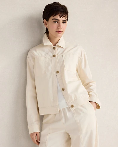 Cotton Ecru Denim Boxy Jacket