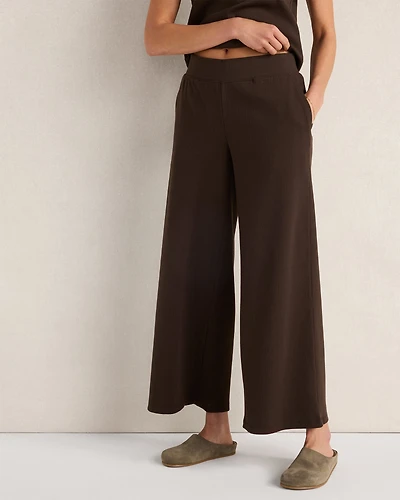 Organic Cotton Rib Knit Wide Leg Pants