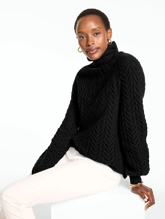 Cable Knit Mockneck Sweater