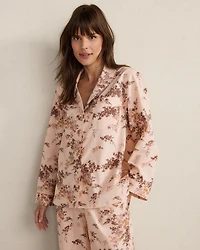 Organic Cotton Poplin Painted Rose Pajama Top