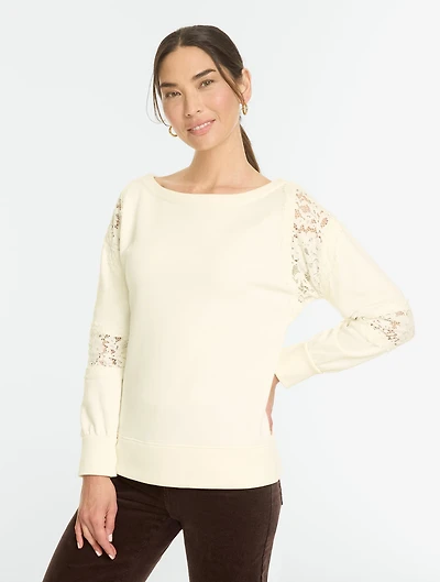 Pieced Lace Sweatshirt