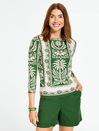 Bateau Neck Tee - Tropical Damask