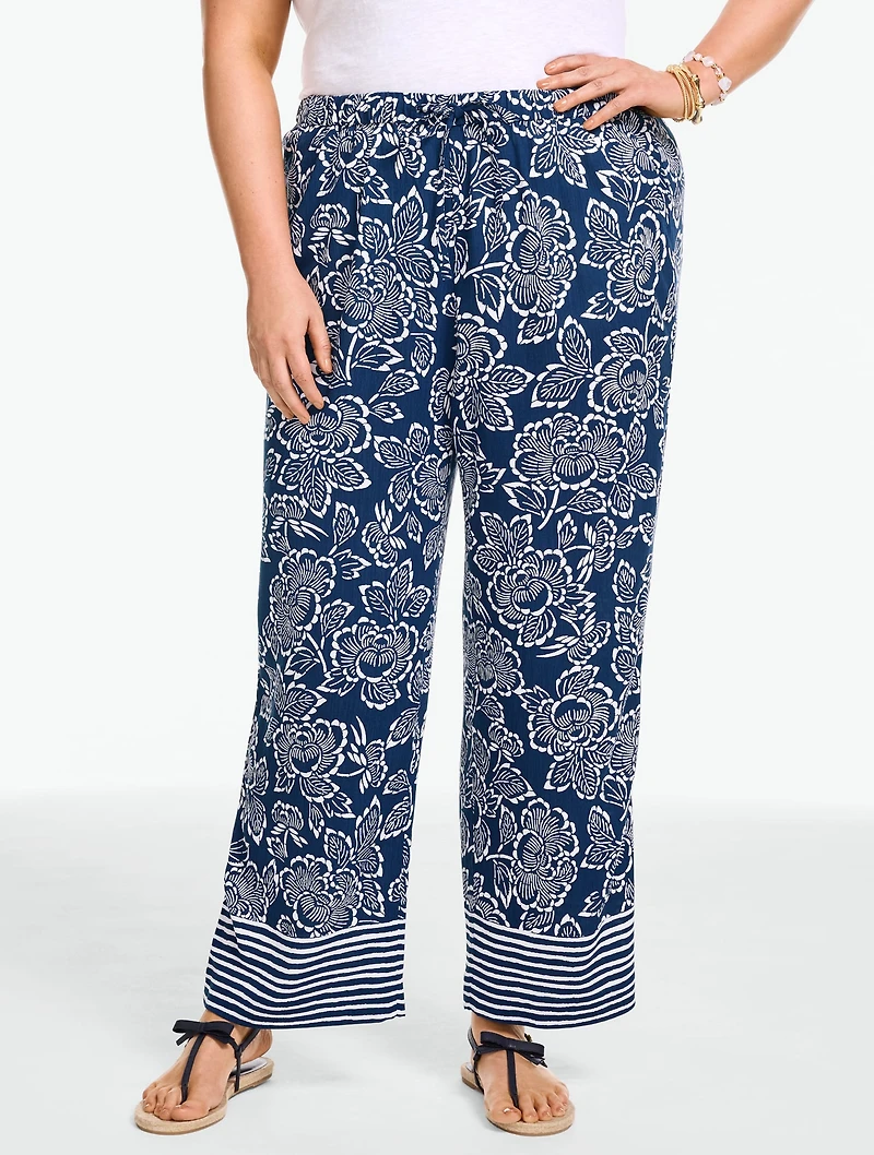 Straight Ankle Pull-On Pants - Capri Rose