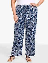 Straight Ankle Pull-On Pants - Capri Rose