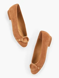 Madison Buckle Suede Ballet Flats