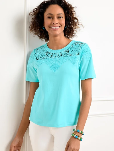 Lace Trim Crewneck Tee