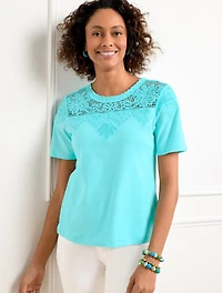 Lace Trim Crewneck Tee