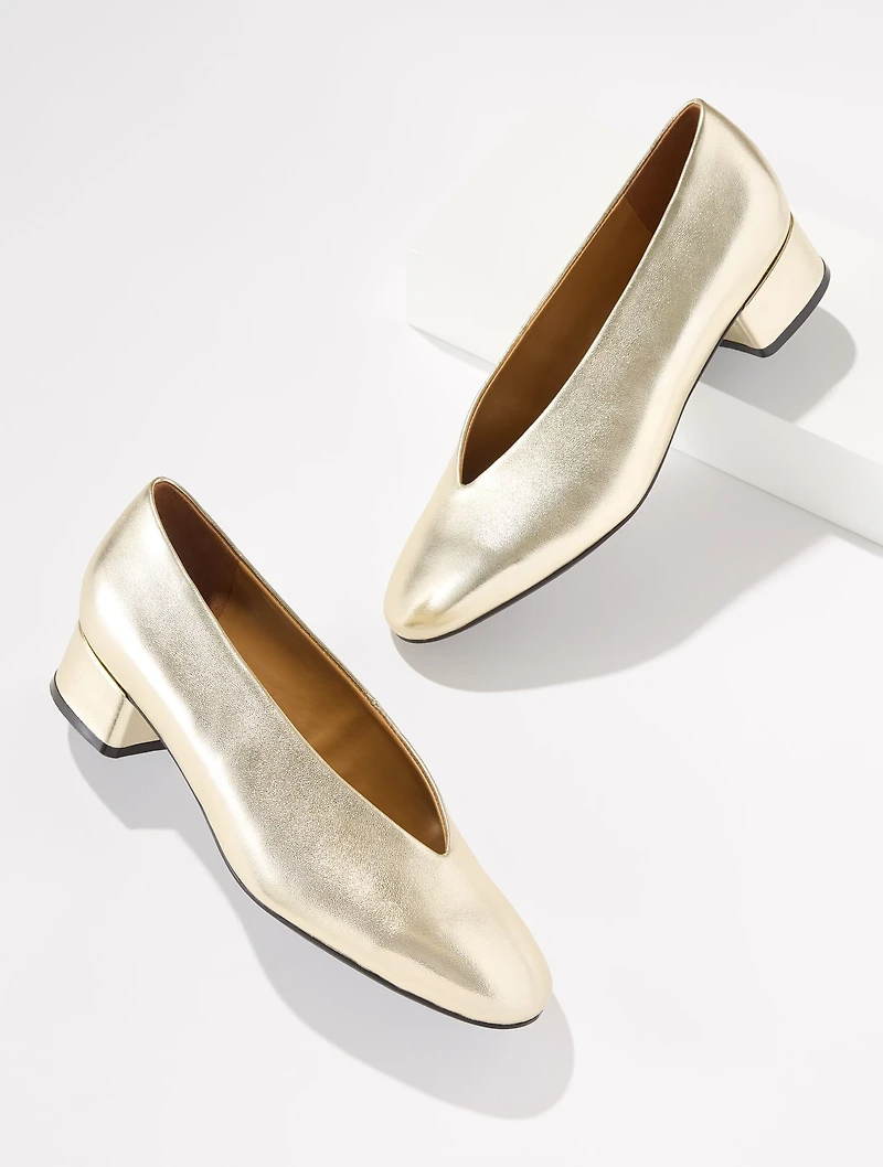 Winona Metallic Nappa Block Heel Pumps