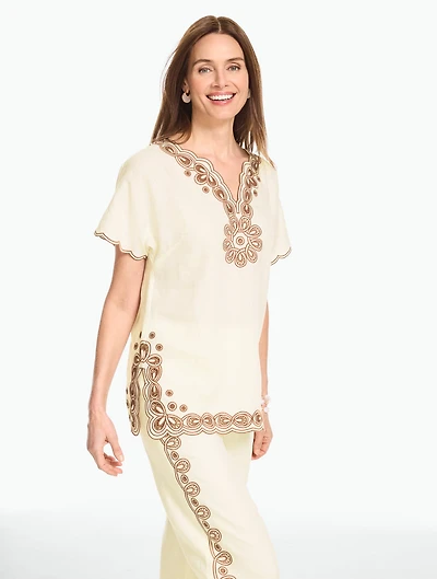 RSVP Embroidered Linen Tunic