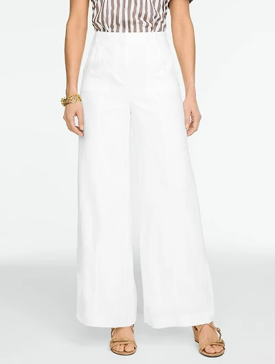 Linen Wide Leg Trousers - White