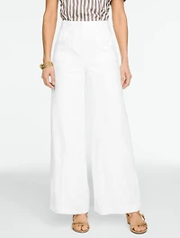 Linen Wide Leg Trousers - White