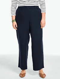 Washed Linen Wide Leg Pull-On Pants