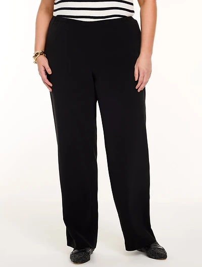 Polished Crepe Wide Leg Pull-On Pants