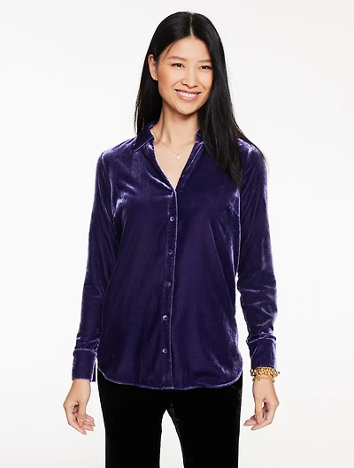 Velvet Button Front Shirt