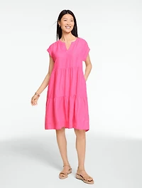 Linen Tiered Swing Dress