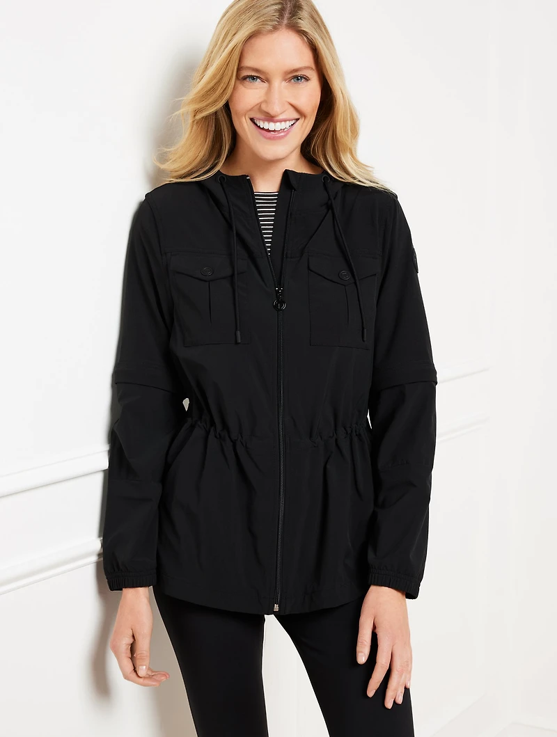 Lightweight Woven Stretch Hooded Convertible Jacket