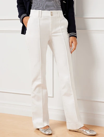 Flare Leg Pintuck Jeans - White