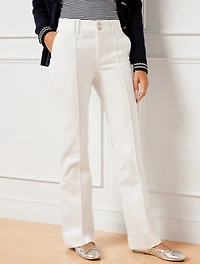 Flare Leg Pintuck Jeans - White