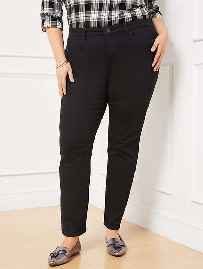 Plus High-Waist Straight-Leg Jeans - Black