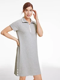 French Terry Half-Zip Dress